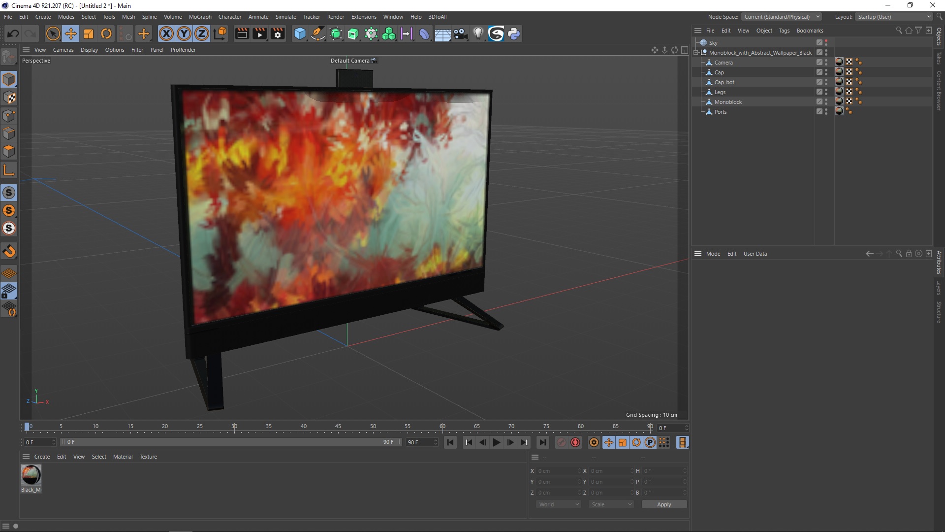 Monoblock with Abstract Wallpaper Black 3D model