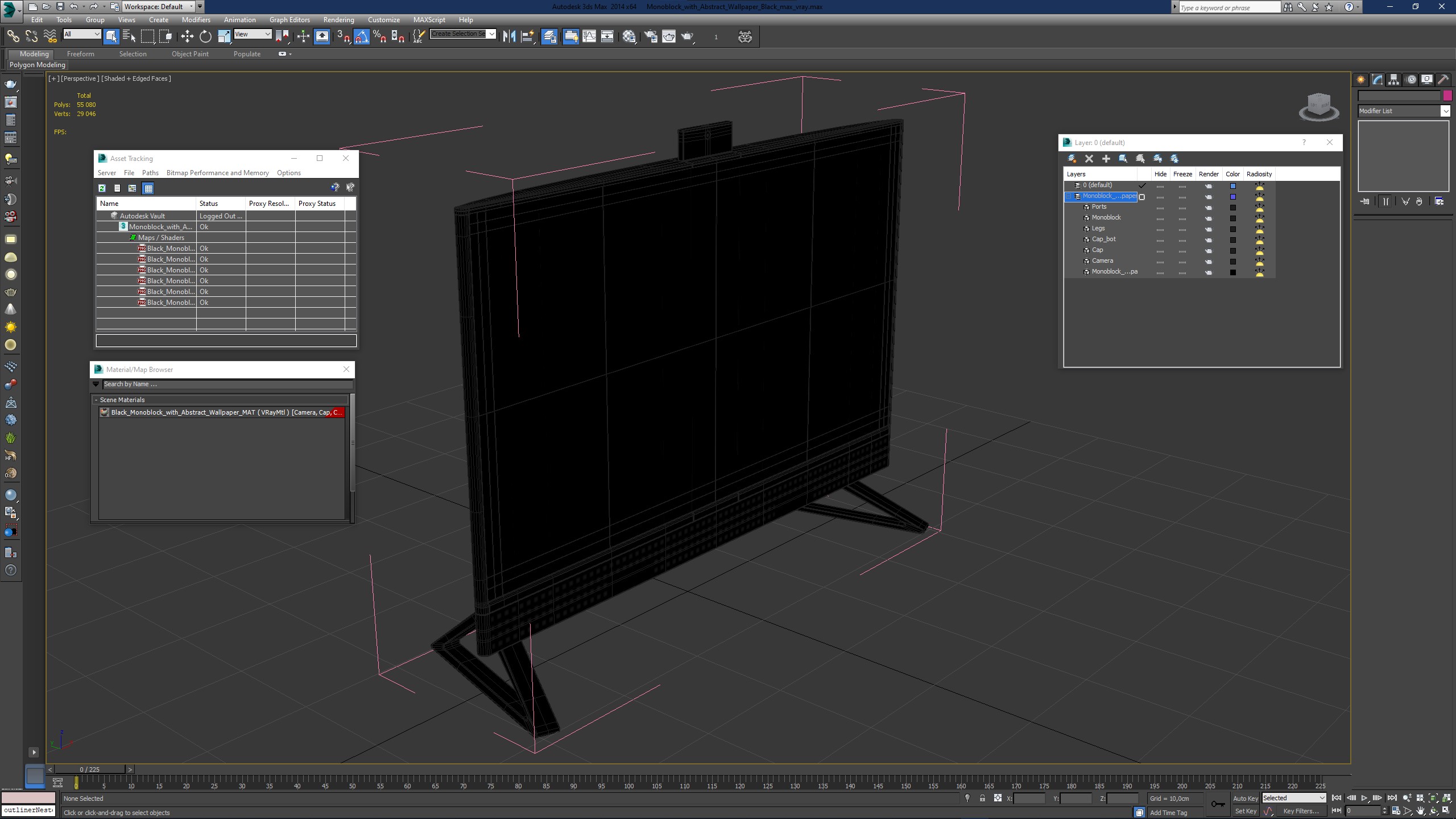 Monoblock with Abstract Wallpaper Black 3D model