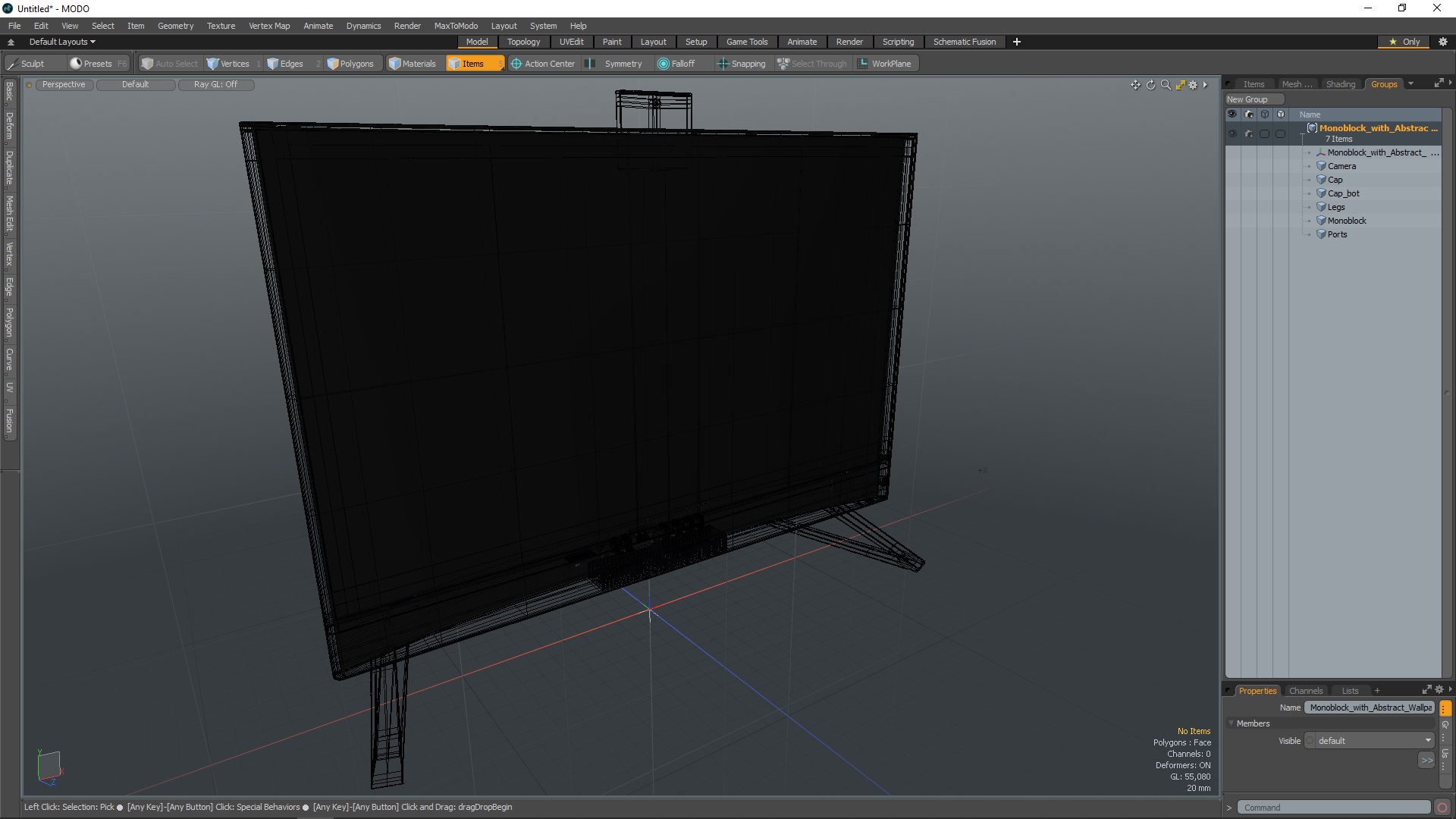 Monoblock with Abstract Wallpaper Black 3D model