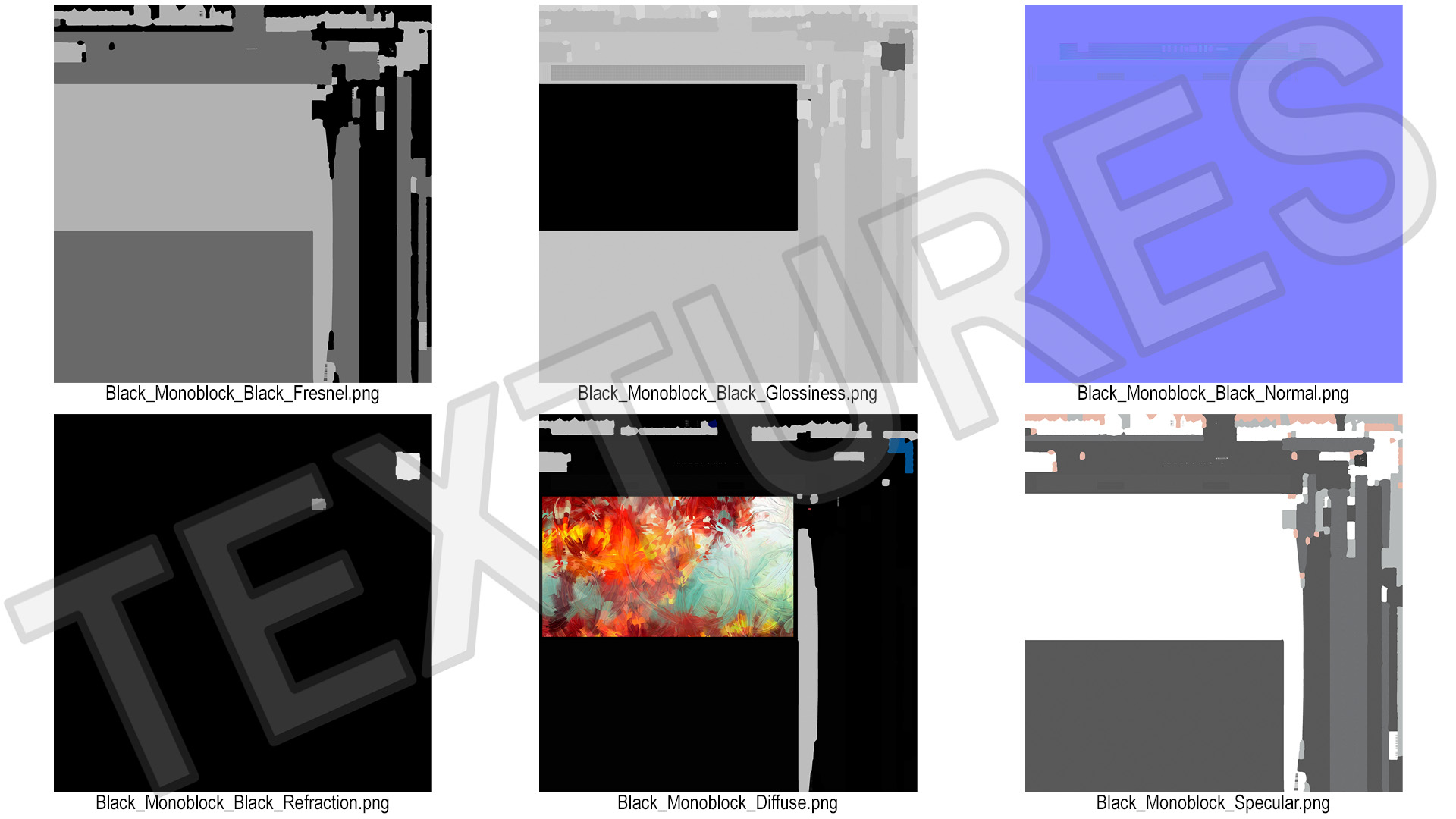 Monoblock with Abstract Wallpaper Black 3D model