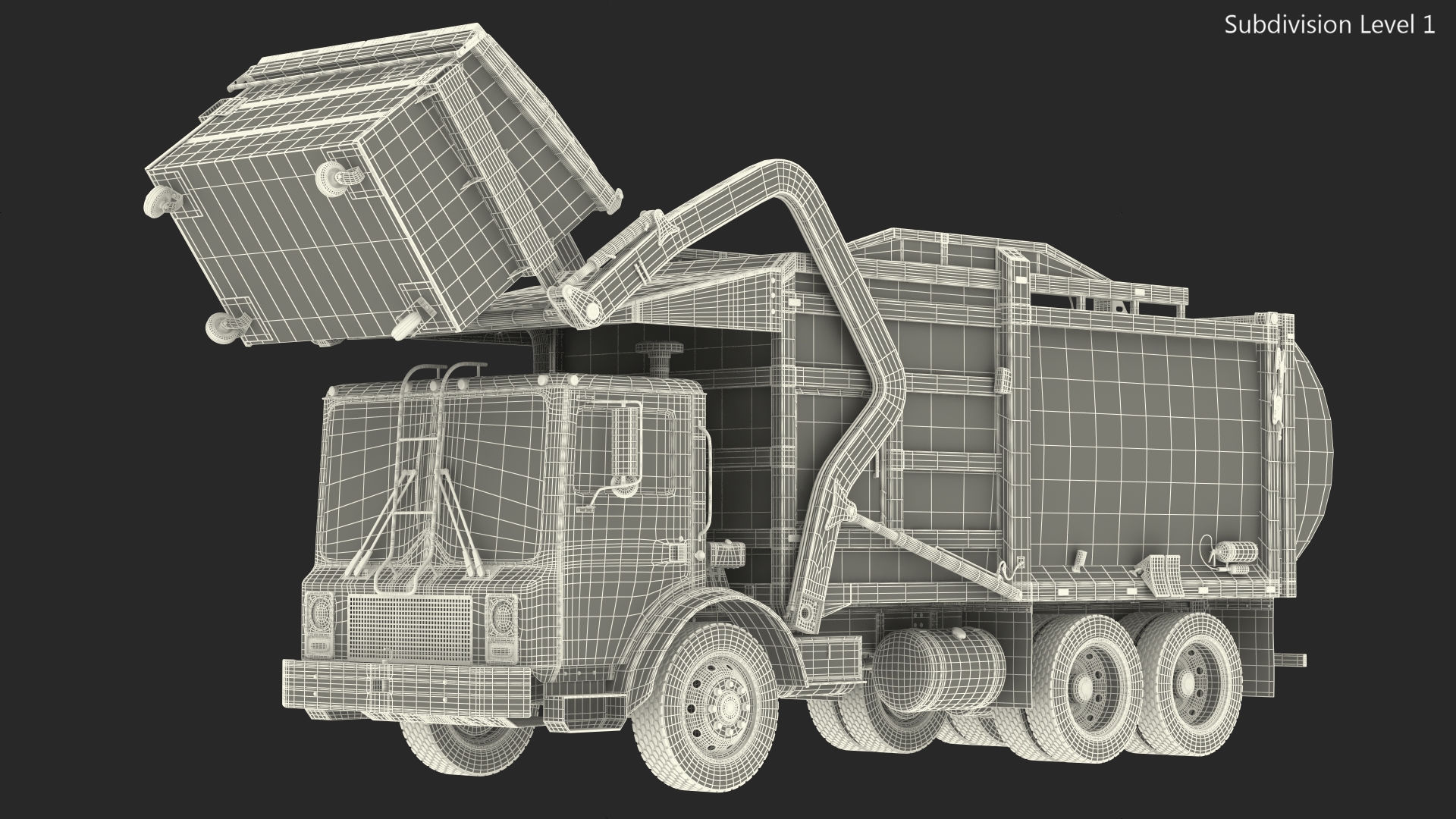 3D Trash Truck Generic with Dumpster Blue model