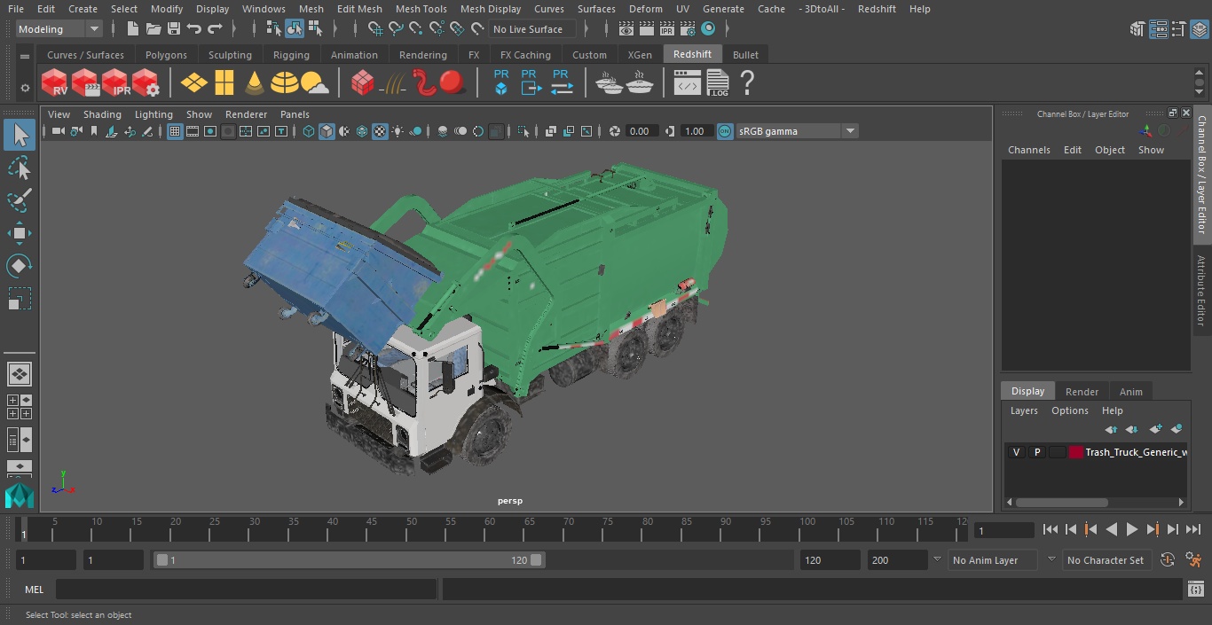 3D Trash Truck Generic with Dumpster Blue model