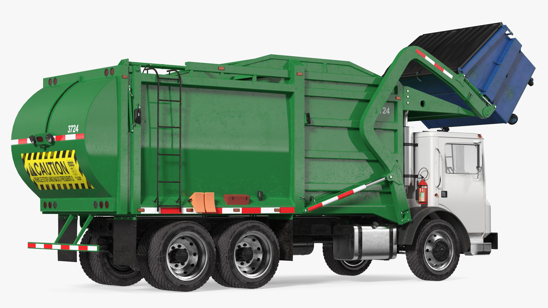 3D Trash Truck Generic with Dumpster Blue model