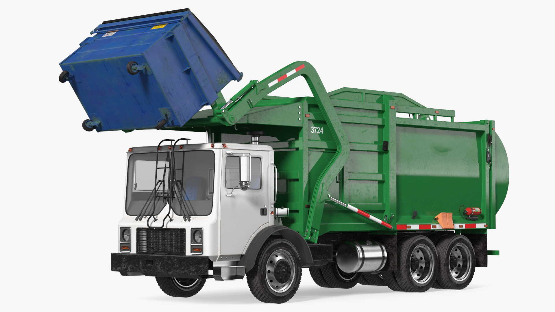 3D Trash Truck Generic with Dumpster Blue model