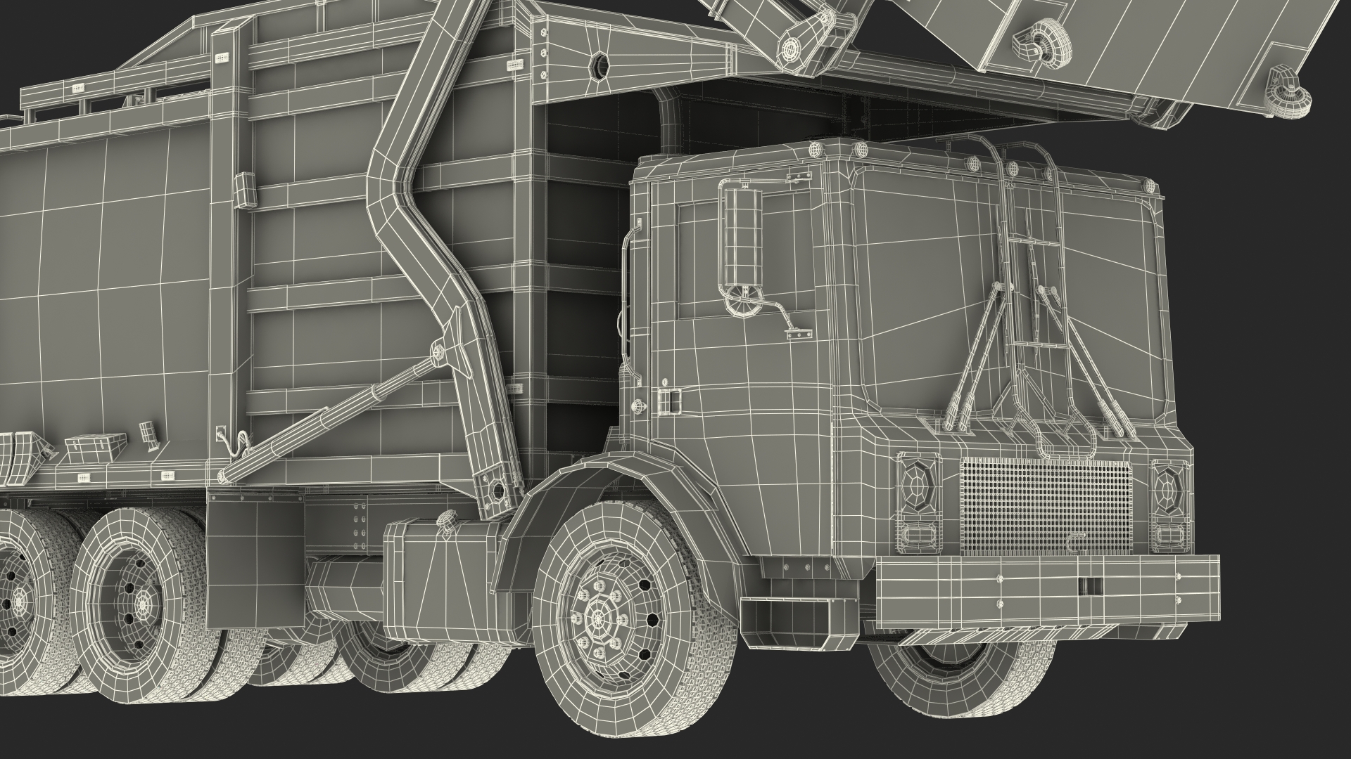 3D Trash Truck Generic with Dumpster Blue model