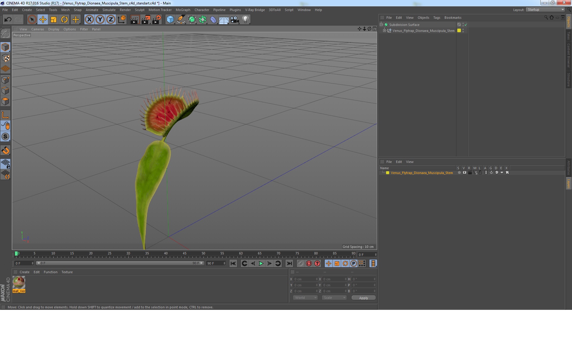 3D Venus Flytrap Dionaea Muscipula Stem