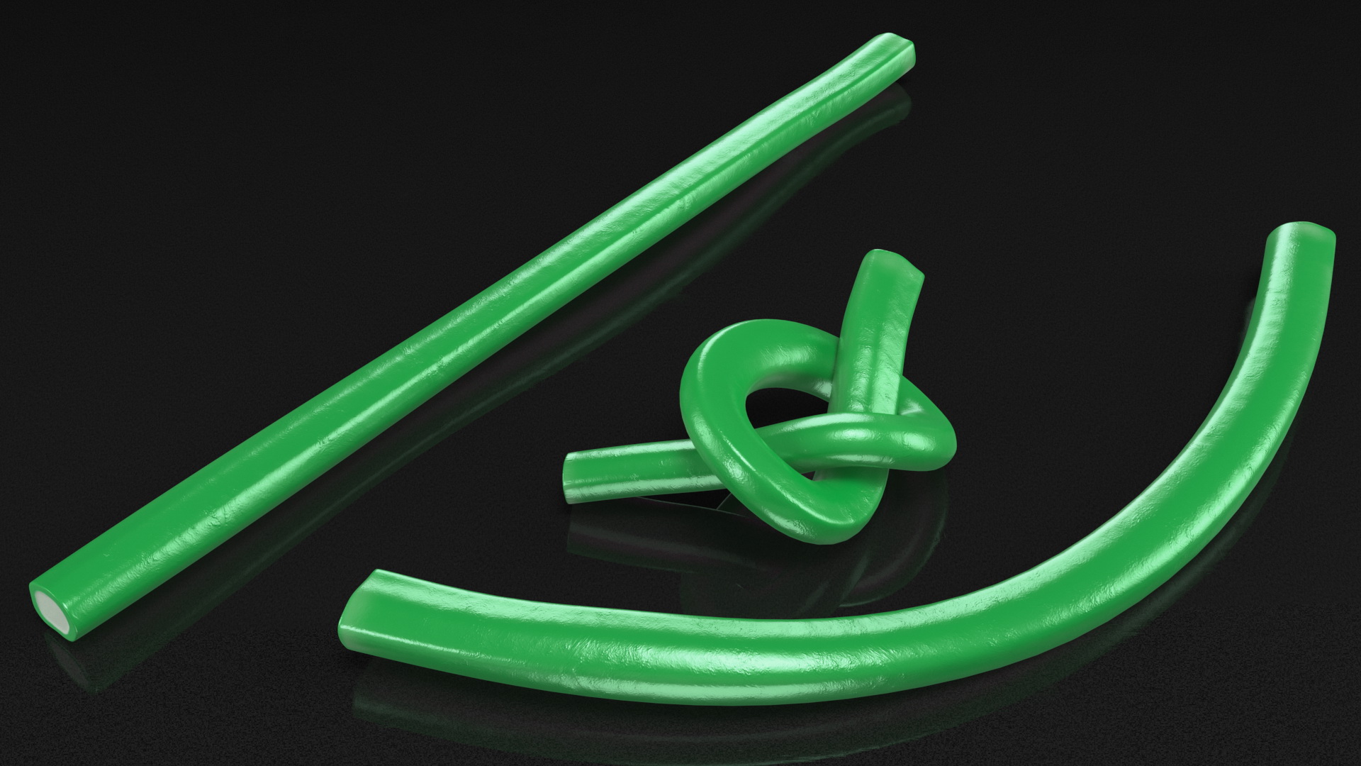 3D model Green Gummy Candy Licorice Rope Set