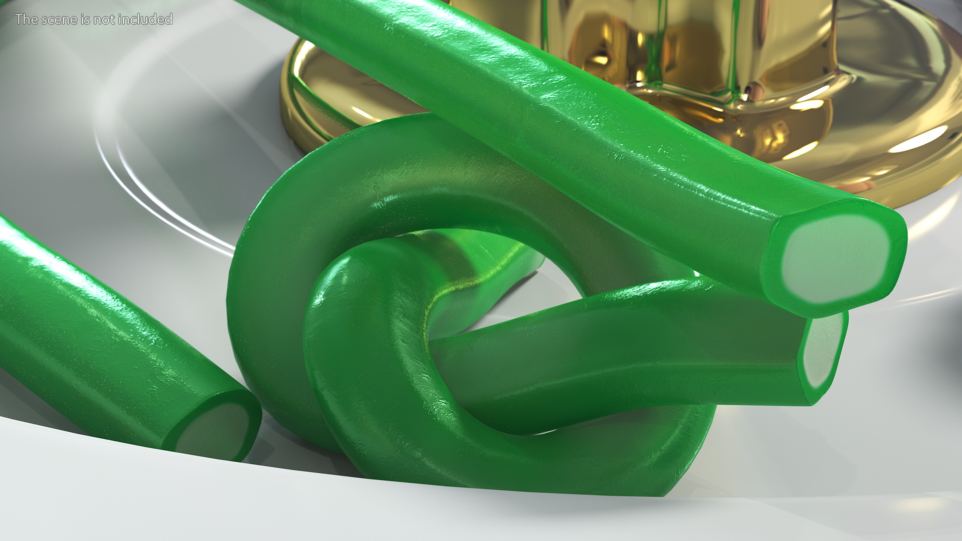 3D model Green Gummy Candy Licorice Rope Set