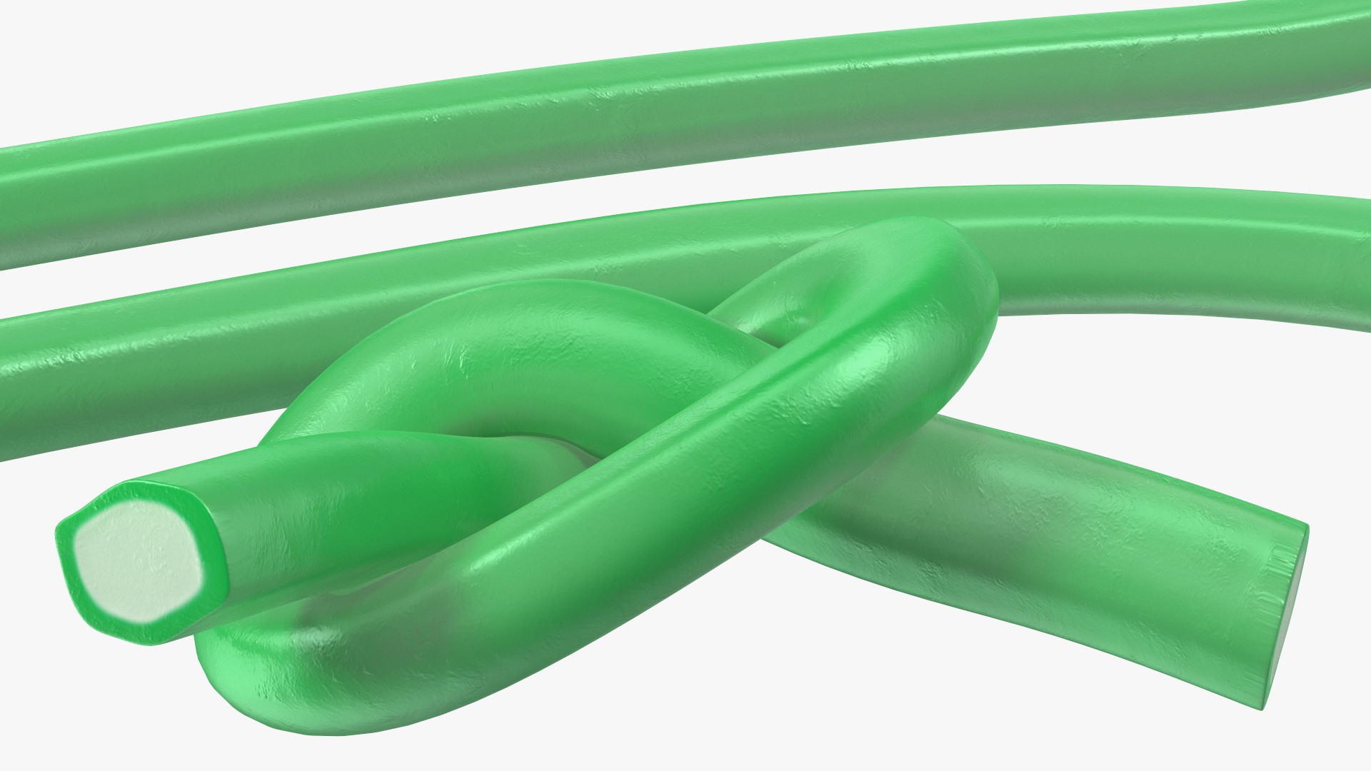 3D model Green Gummy Candy Licorice Rope Set