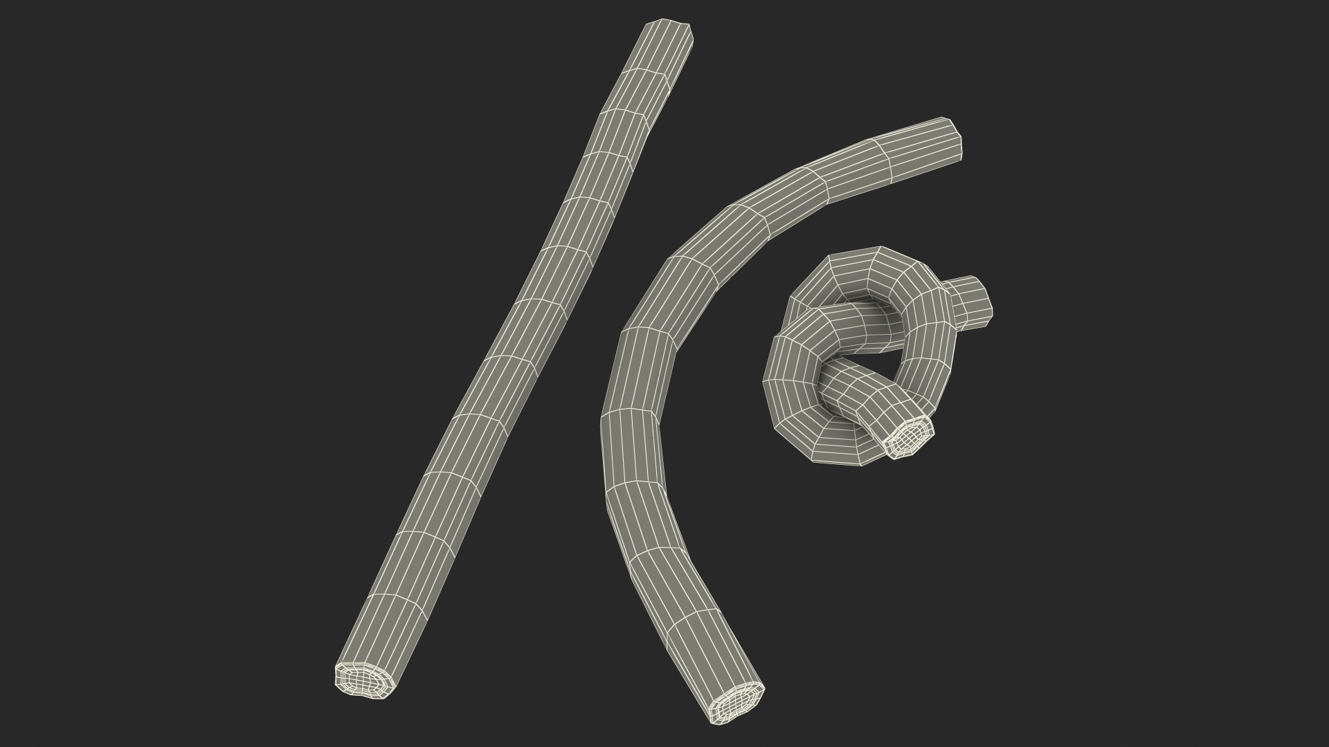 3D model Green Gummy Candy Licorice Rope Set