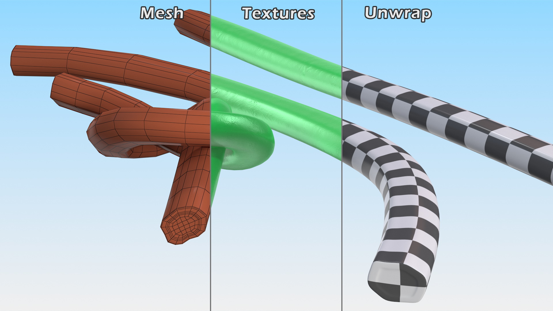 3D model Green Gummy Candy Licorice Rope Set