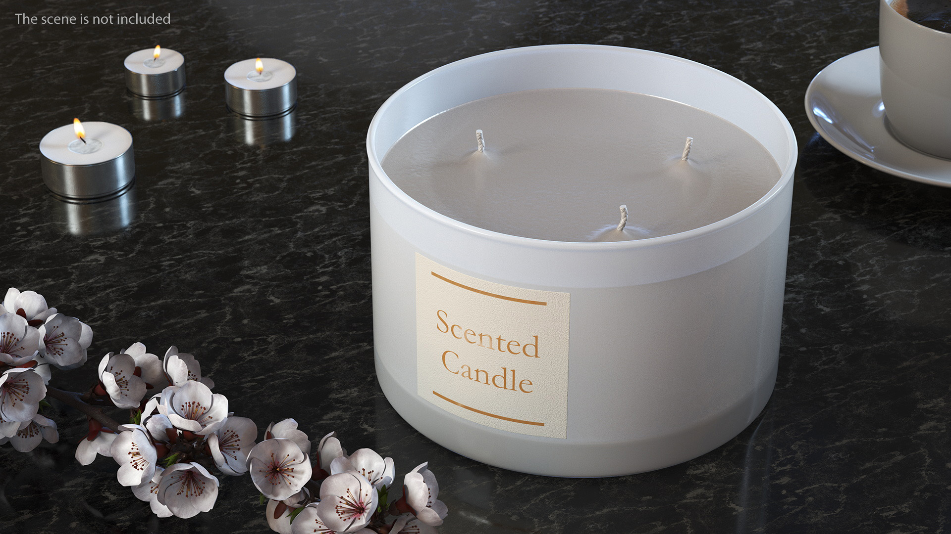 3D Scented Candle Beige with 3 Wicks model