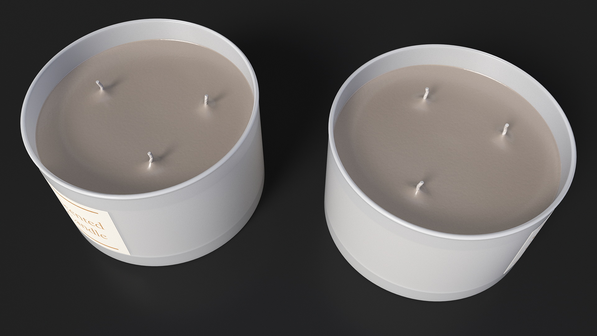 3D Scented Candle Beige with 3 Wicks model