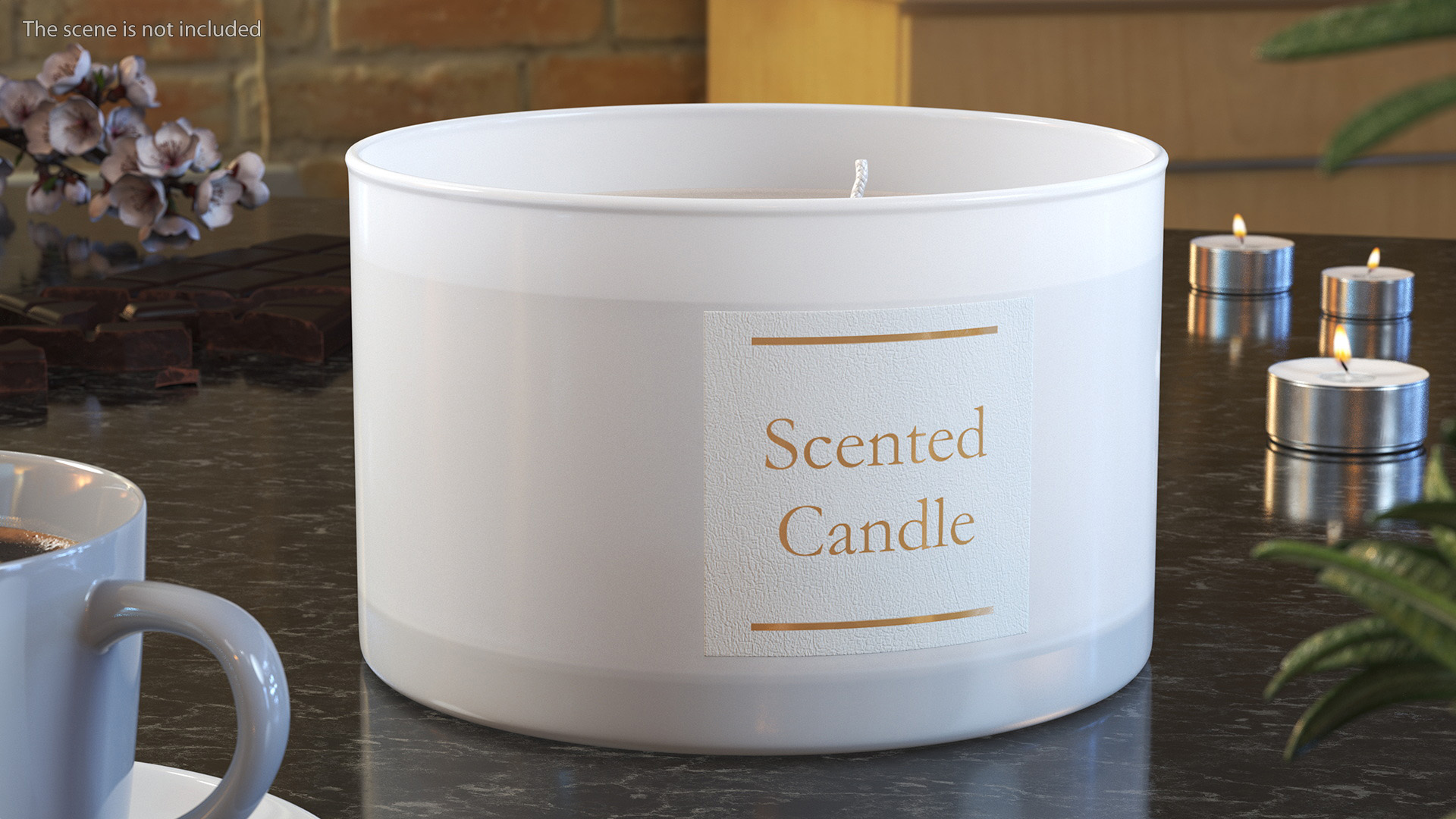 3D Scented Candle Beige with 3 Wicks model
