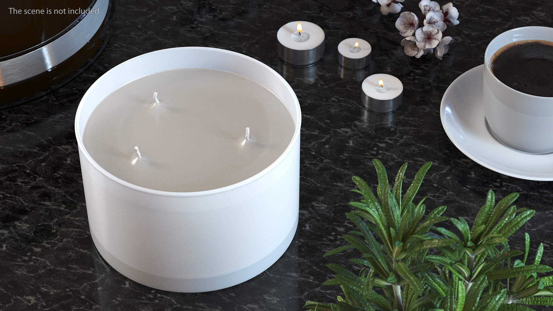 3D Scented Candle Beige with 3 Wicks model