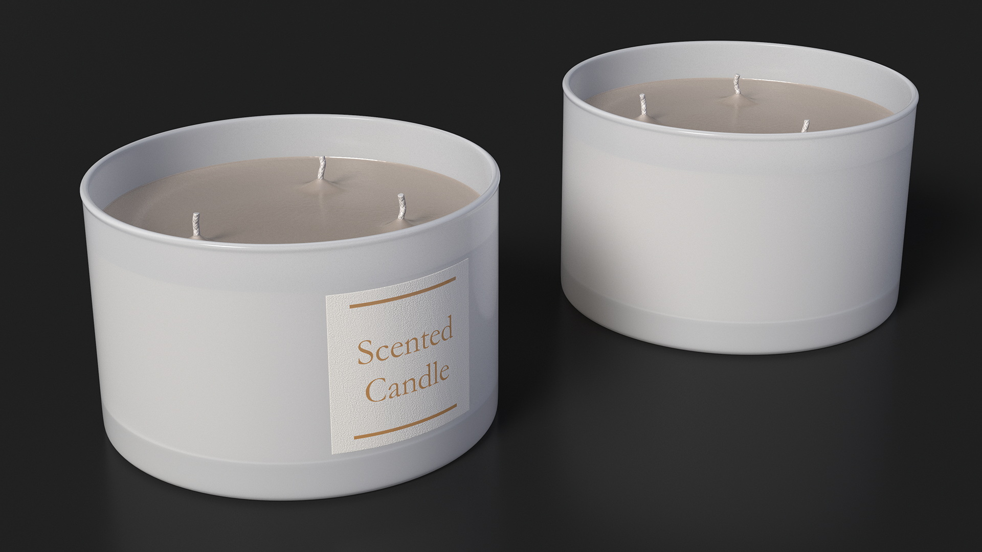 3D Scented Candle Beige with 3 Wicks model