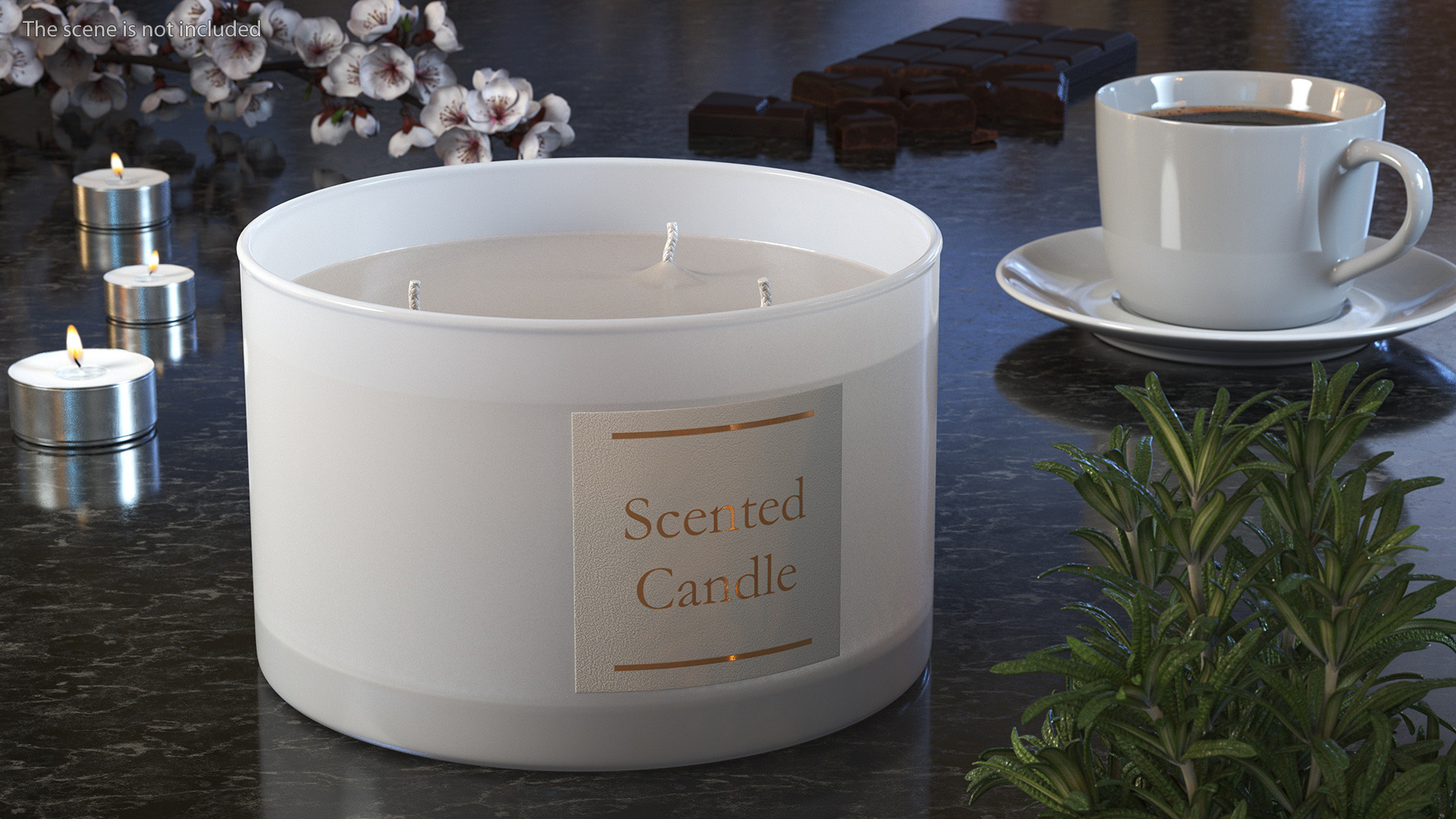 3D Scented Candle Beige with 3 Wicks model