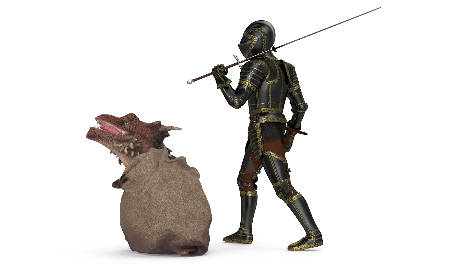 3D Knight with Severed Dragon Head