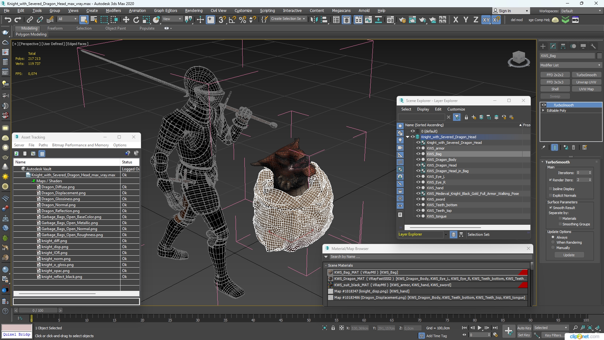3D Knight with Severed Dragon Head