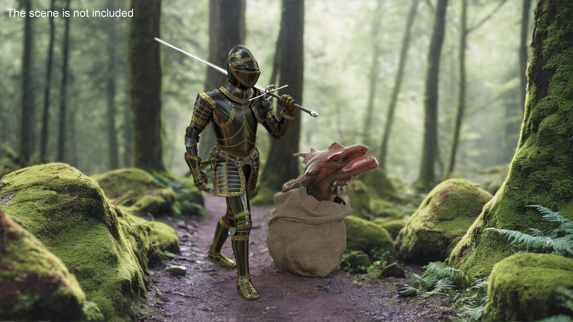 3D Knight with Severed Dragon Head