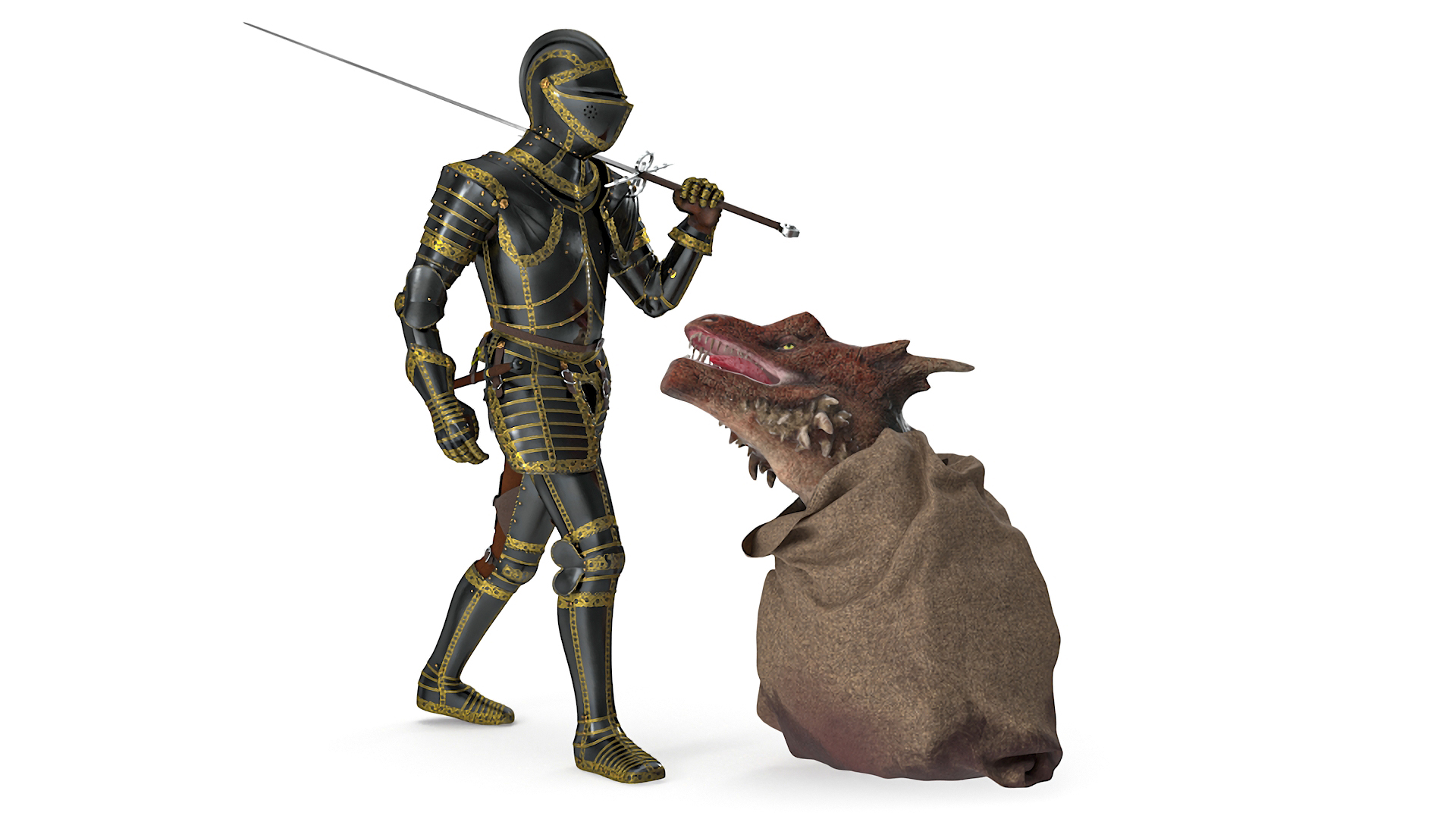 3D Knight with Severed Dragon Head