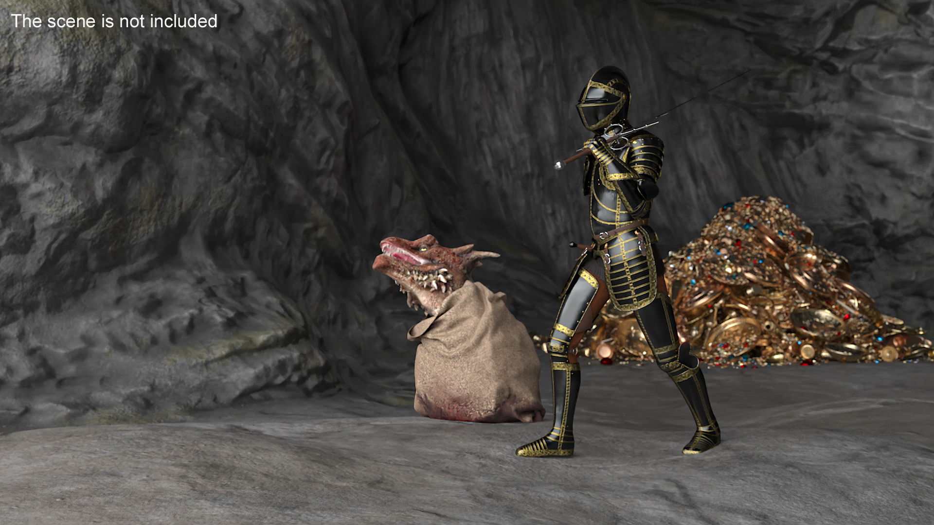 3D Knight with Severed Dragon Head