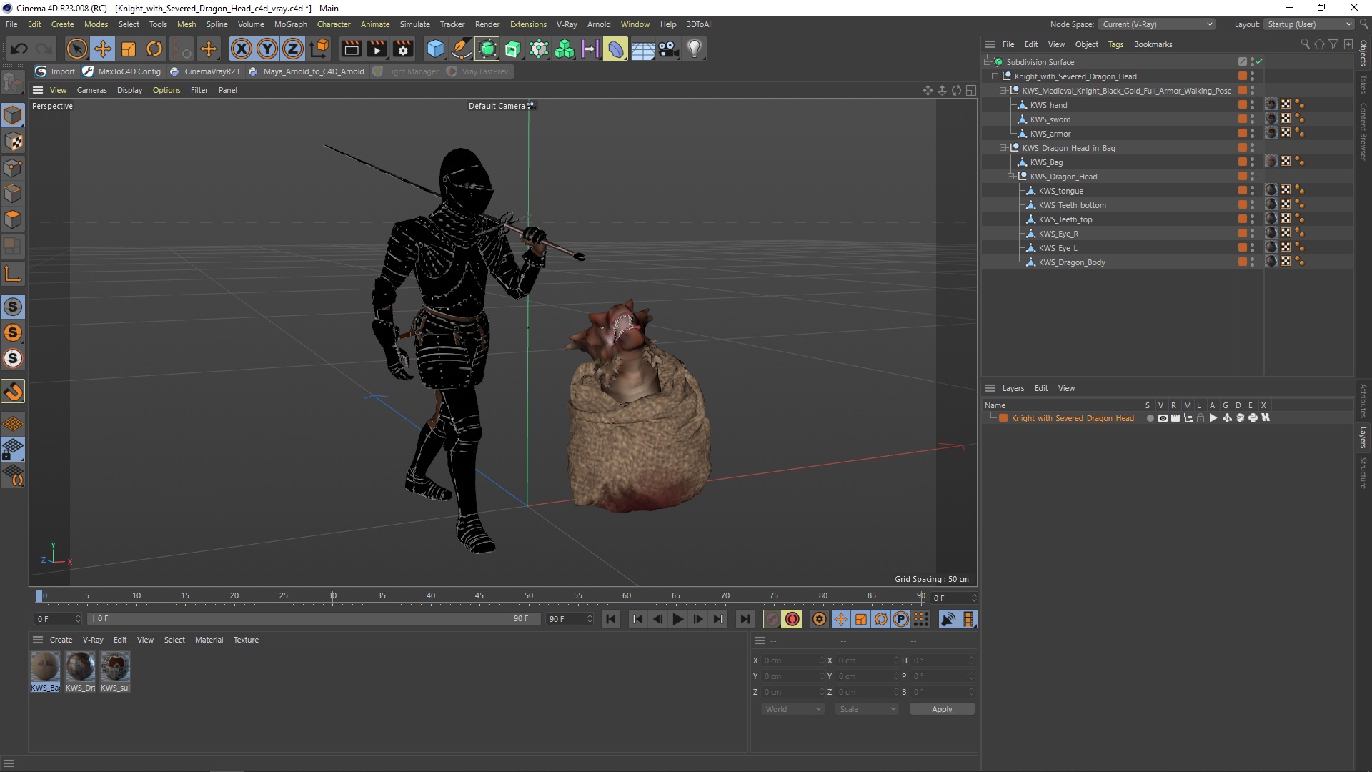 3D Knight with Severed Dragon Head