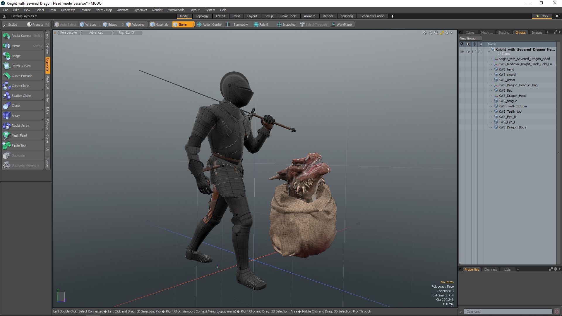 3D Knight with Severed Dragon Head