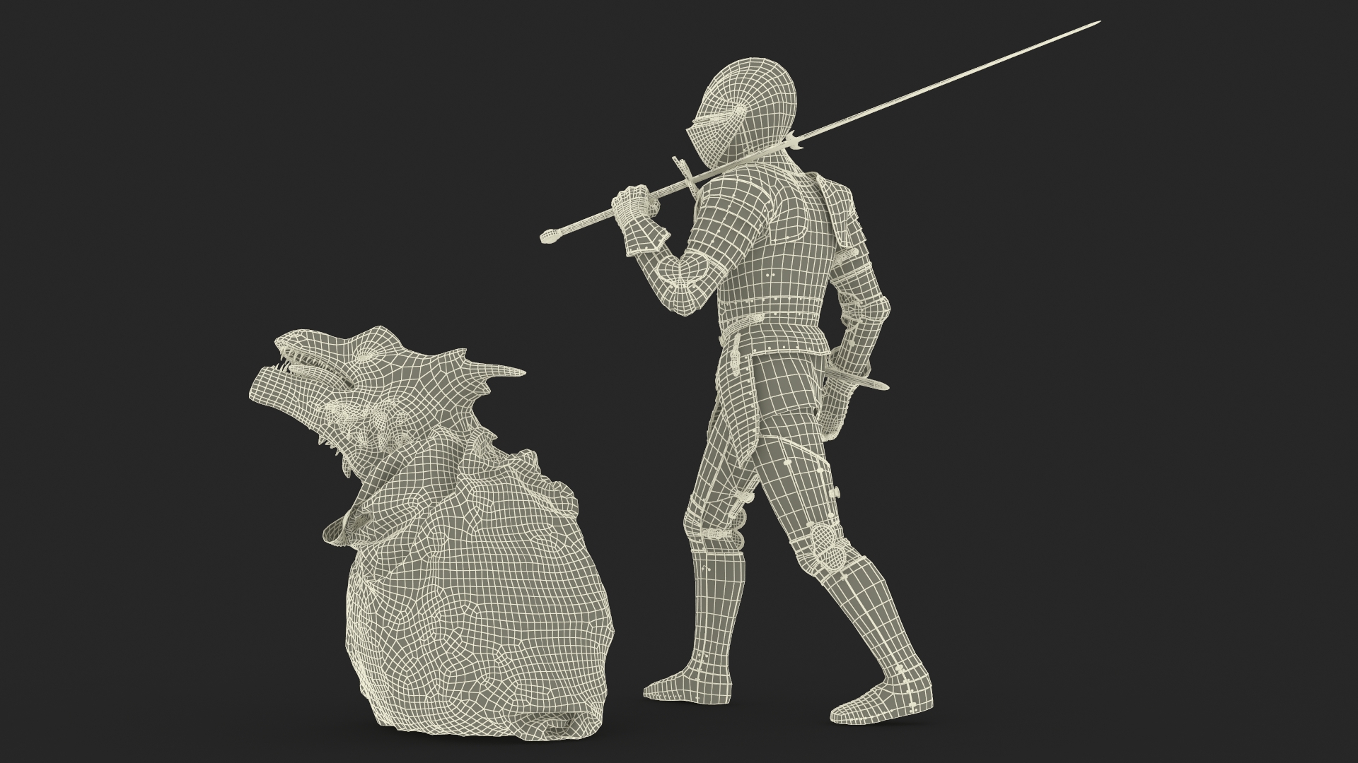 3D Knight with Severed Dragon Head