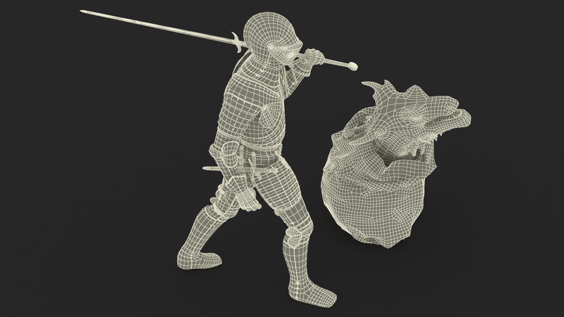 3D Knight with Severed Dragon Head