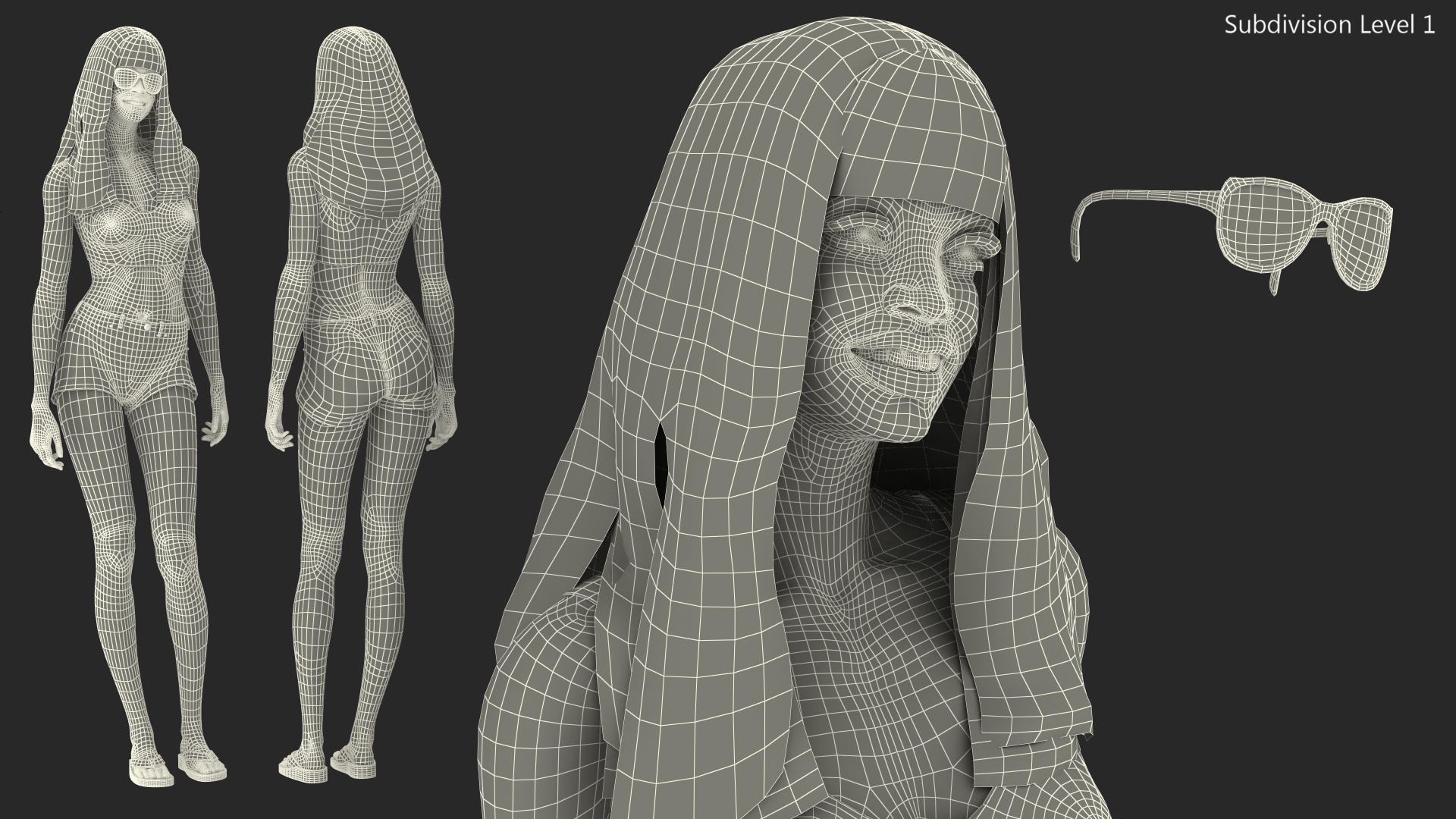 Beach Style Young Light Skin Black Woman Standing Pose 3D model
