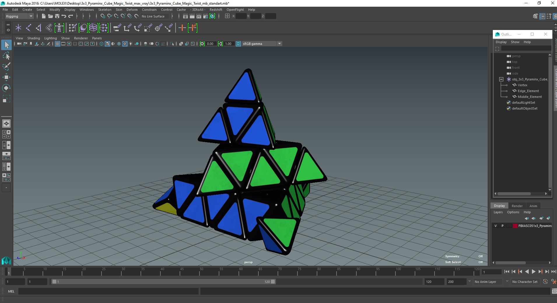 3x3 Pyraminx Cube Magic Twist 3D model