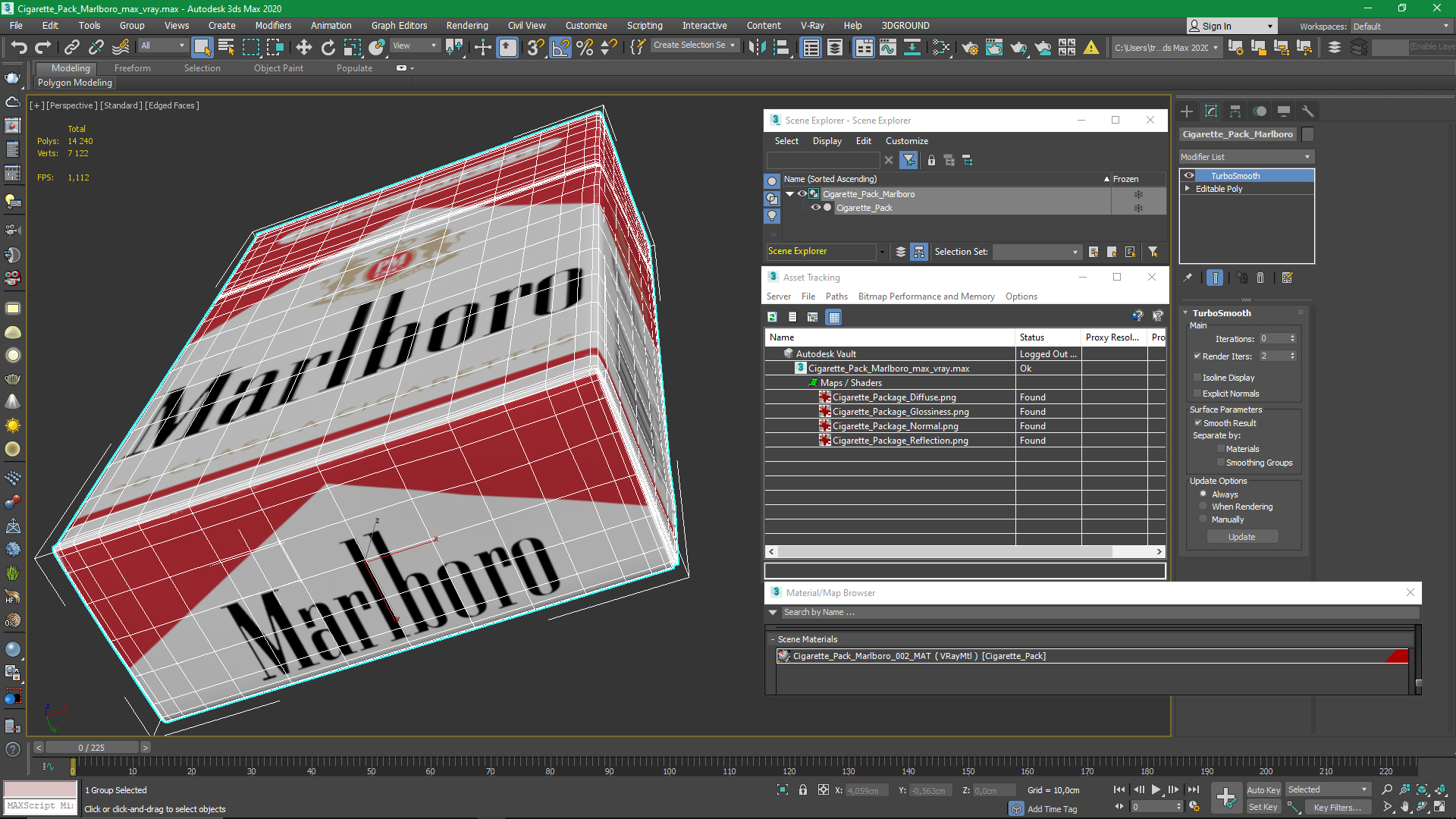 3D Cigarette Pack Marlboro model