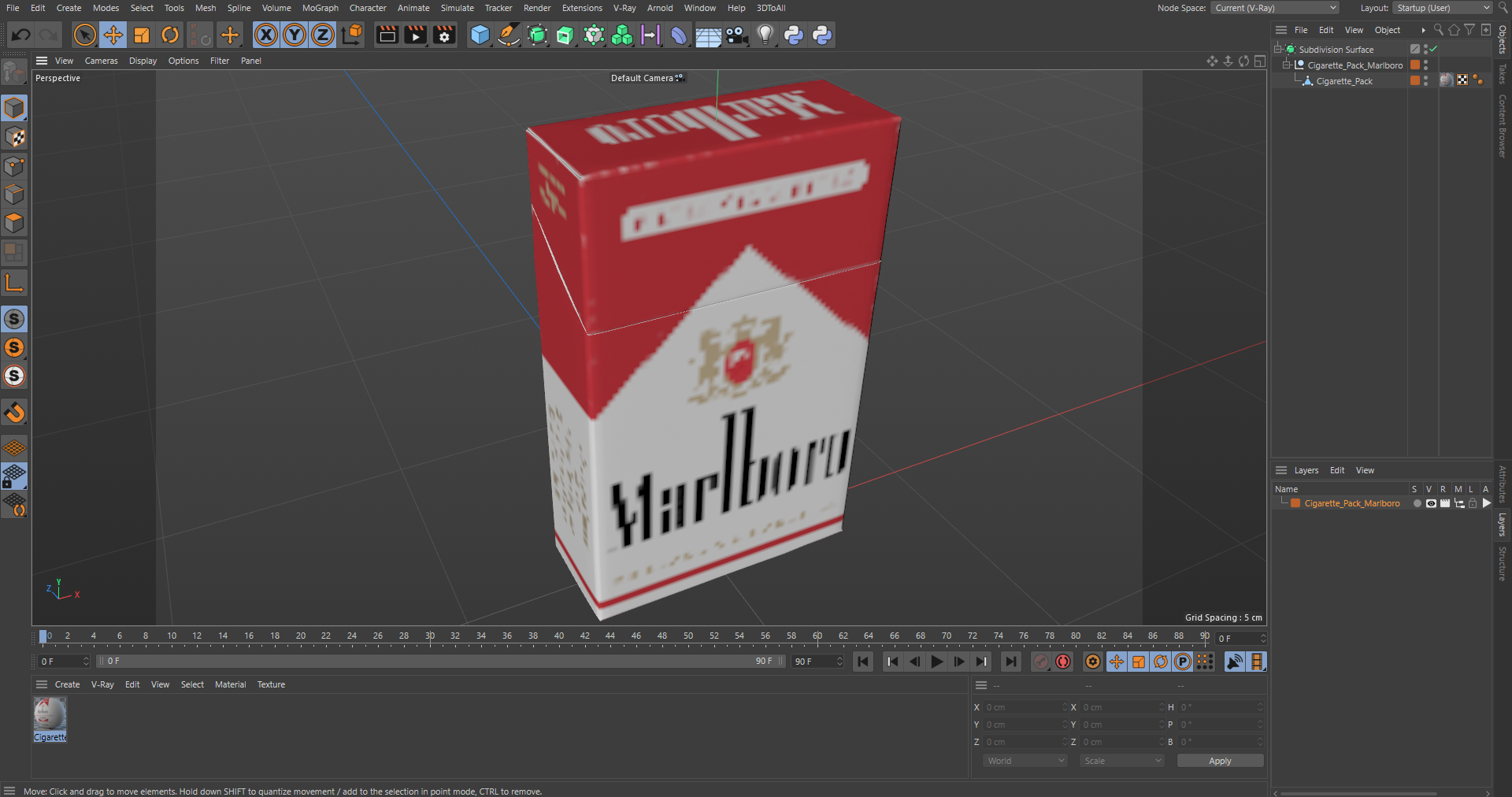 3D Cigarette Pack Marlboro model