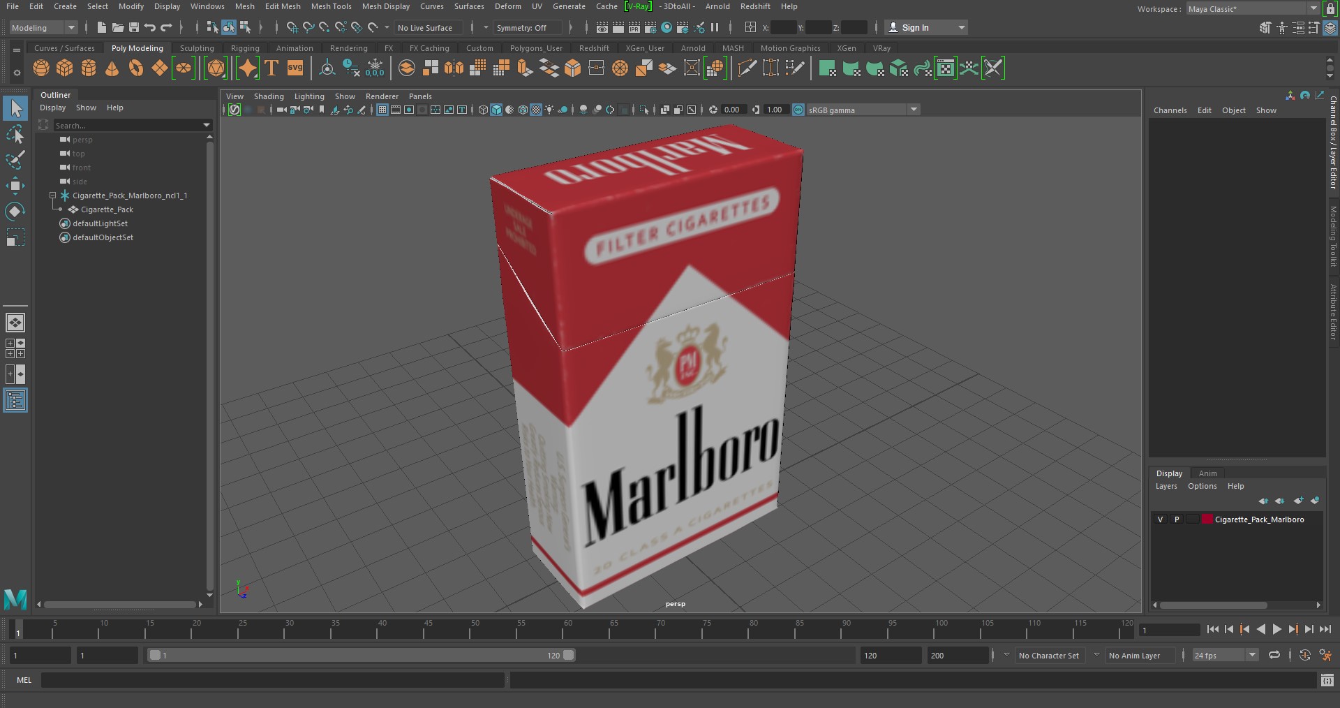 3D Cigarette Pack Marlboro model