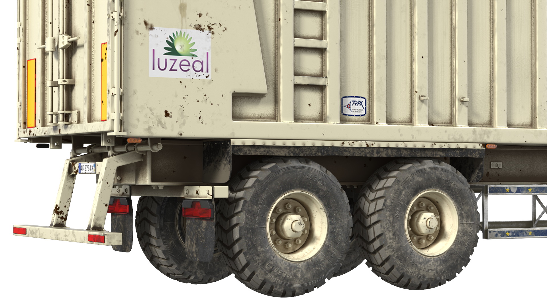 Harvester with Corn Header New with Harvester Trailer Dirty 3D model