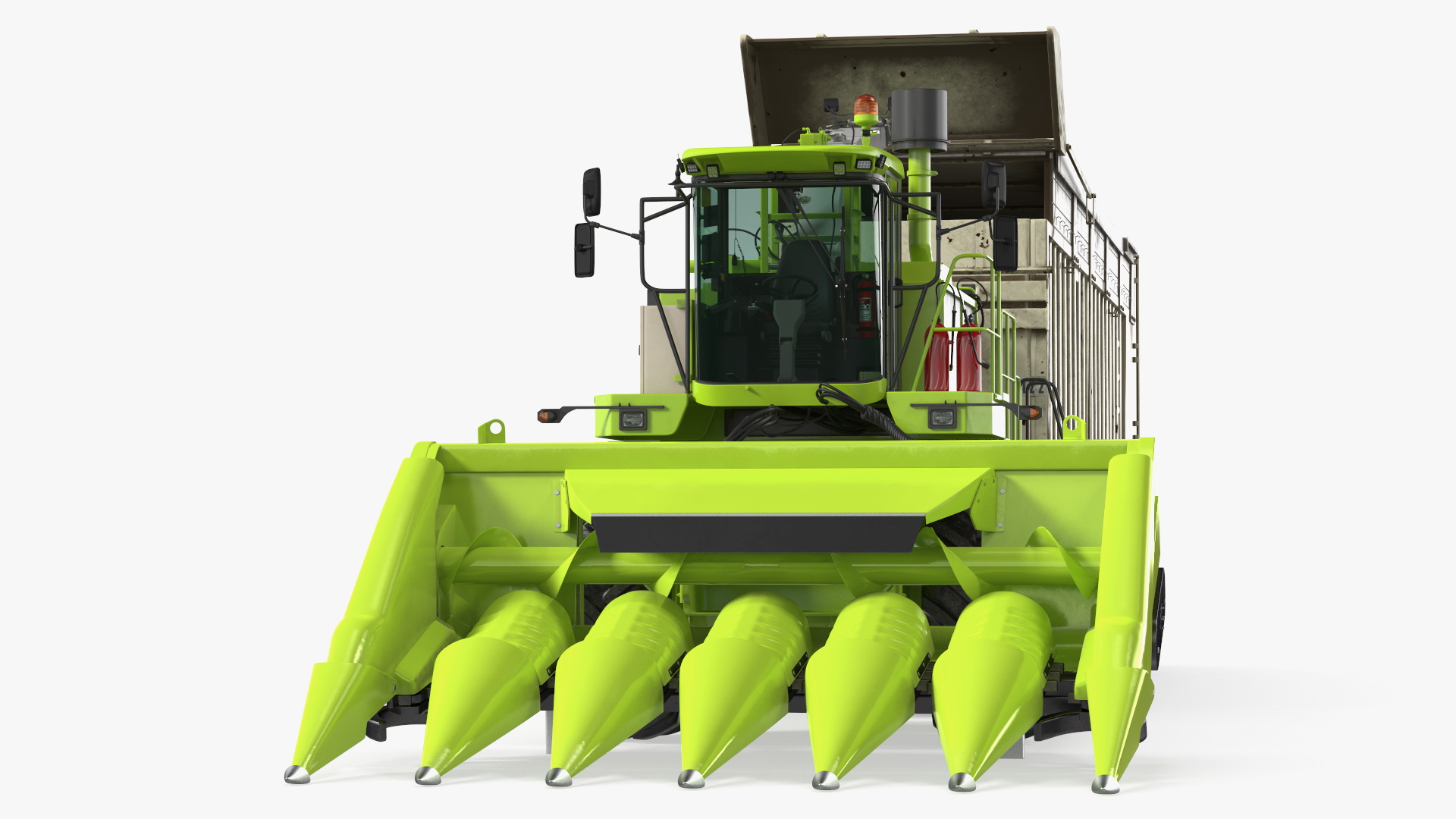 Harvester with Corn Header New with Harvester Trailer Dirty 3D model