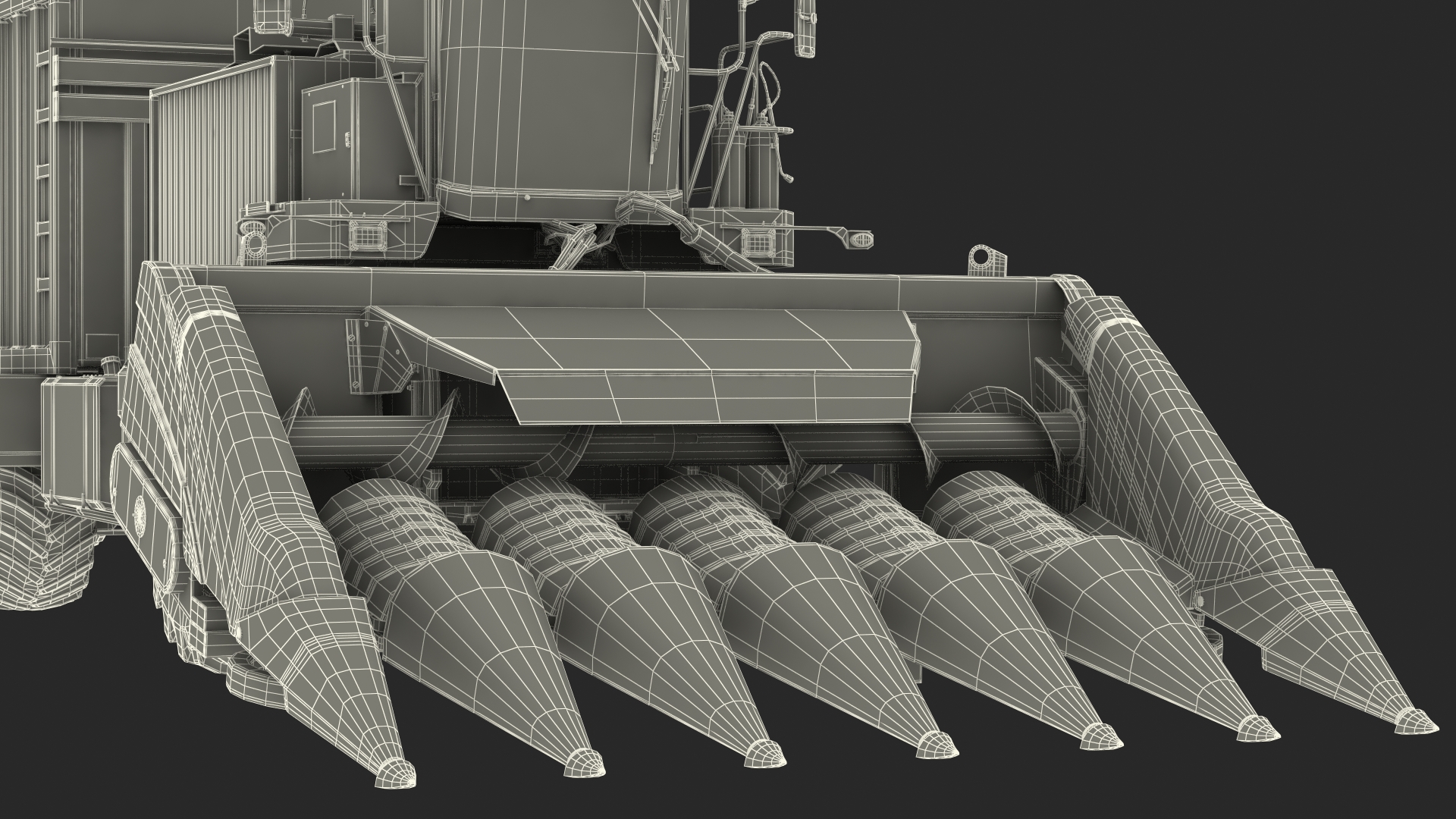 Harvester with Corn Header New with Harvester Trailer Dirty 3D model