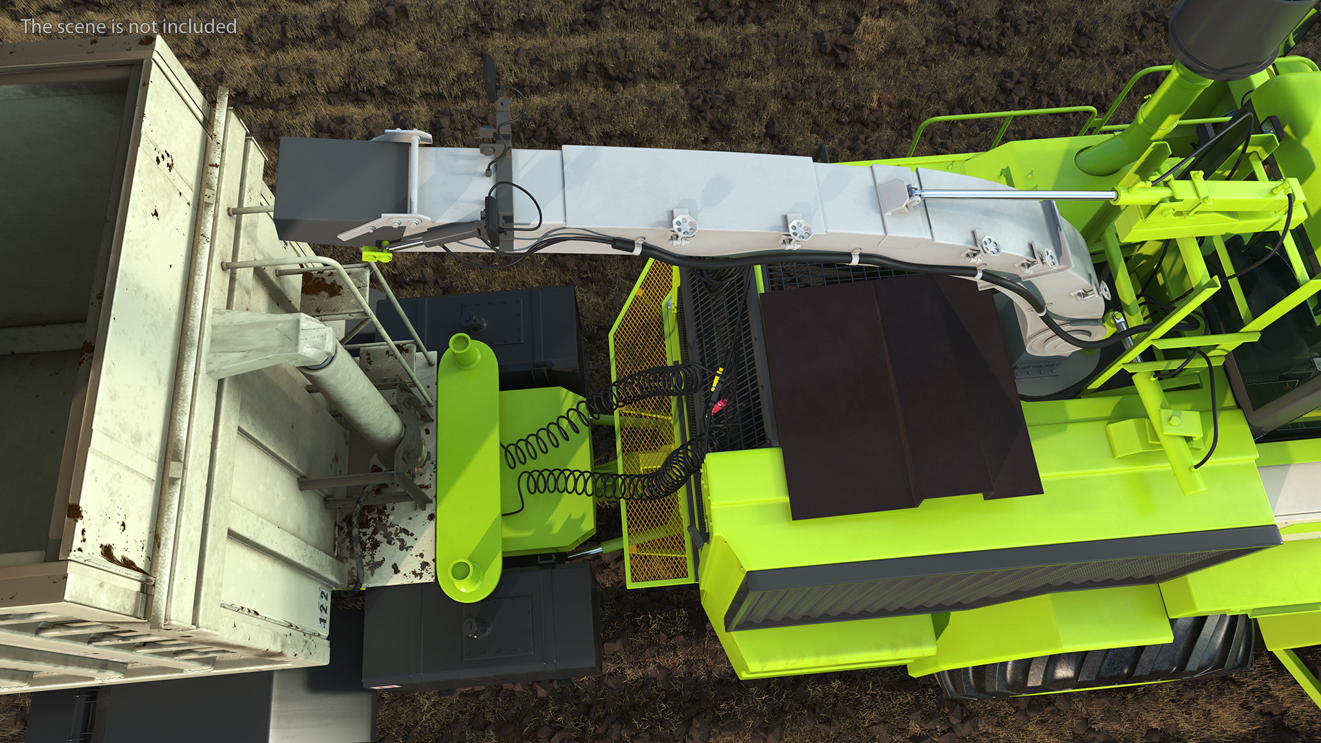 Harvester with Corn Header New with Harvester Trailer Dirty 3D model