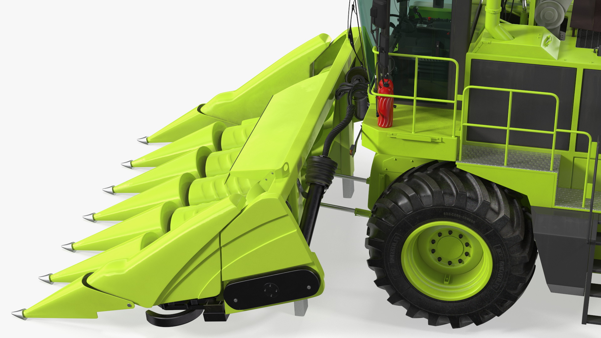 Harvester with Corn Header New with Harvester Trailer Dirty 3D model