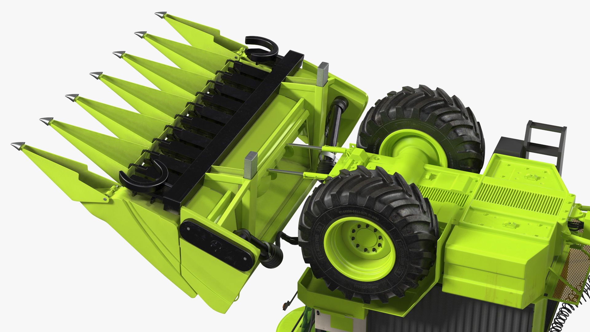 Harvester with Corn Header New with Harvester Trailer Dirty 3D model