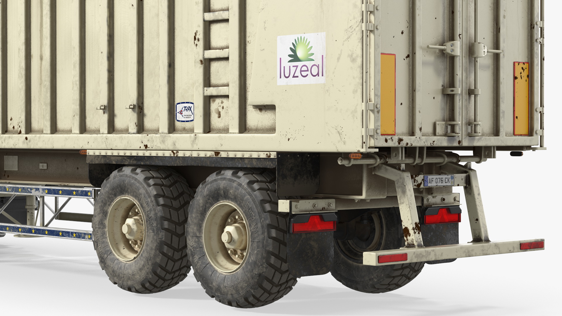 Harvester with Corn Header New with Harvester Trailer Dirty 3D model