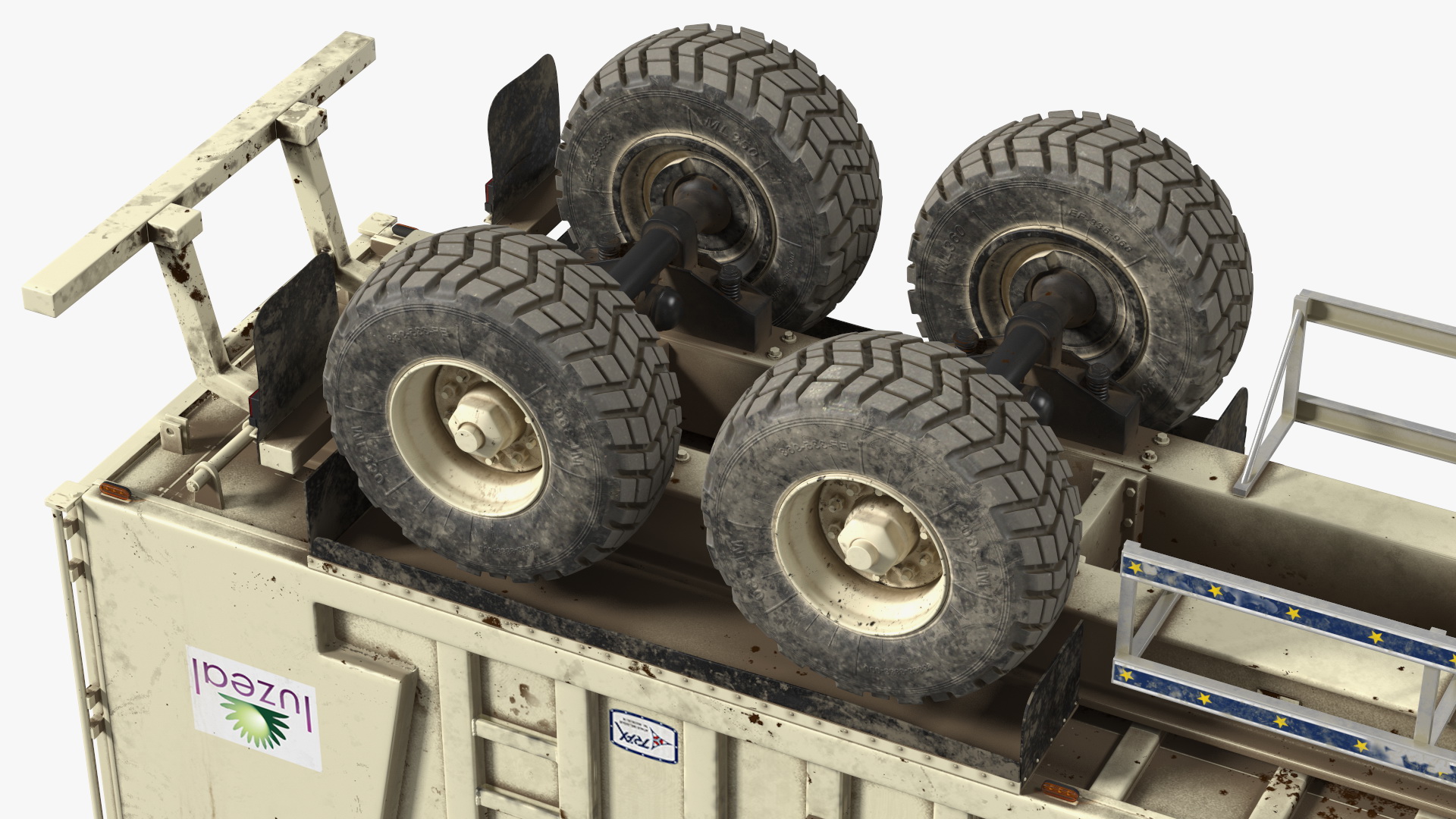 Harvester with Corn Header New with Harvester Trailer Dirty 3D model