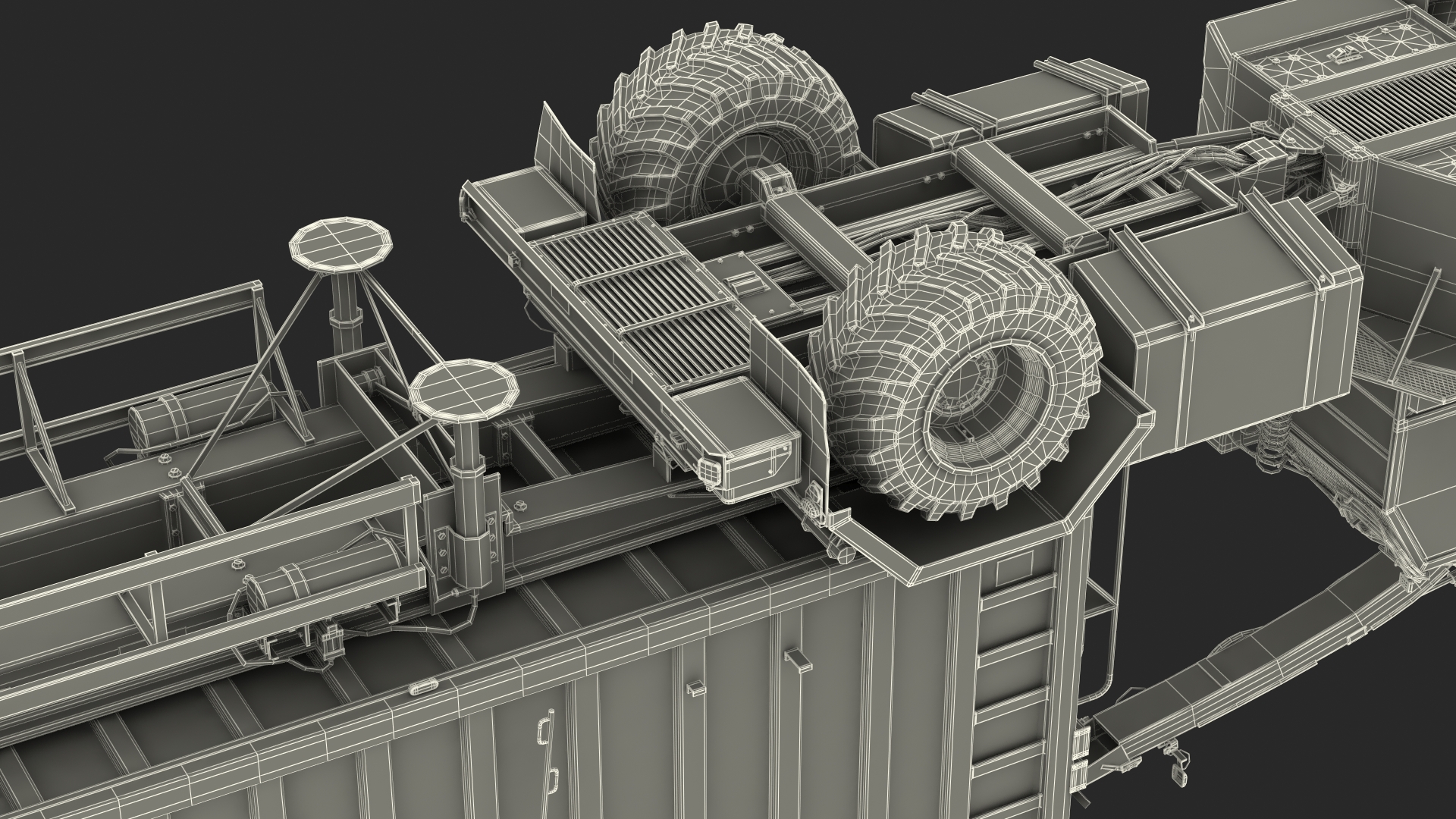 Harvester with Corn Header New with Harvester Trailer Dirty 3D model