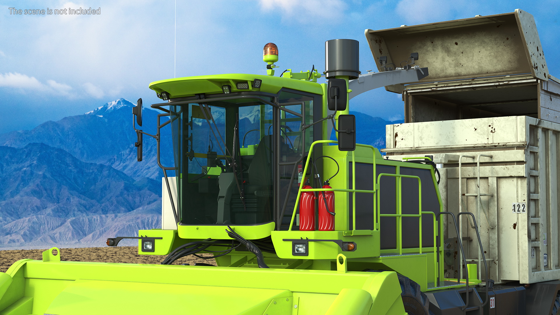 Harvester with Corn Header New with Harvester Trailer Dirty 3D model