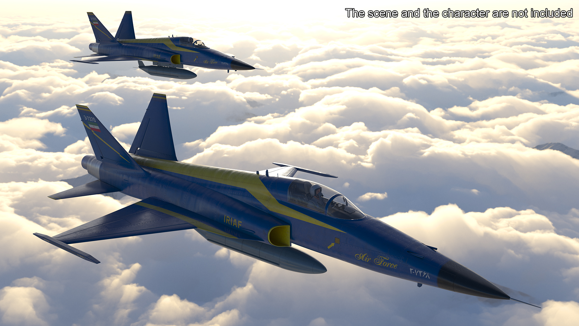 HESA Saeqeh Iranian Combat Aircraft Blue Rigged 3D