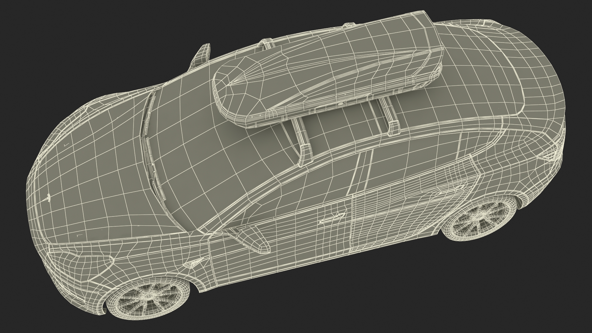 3D Tesla with Thule Car Roofbox on Roof Rack Rigged model