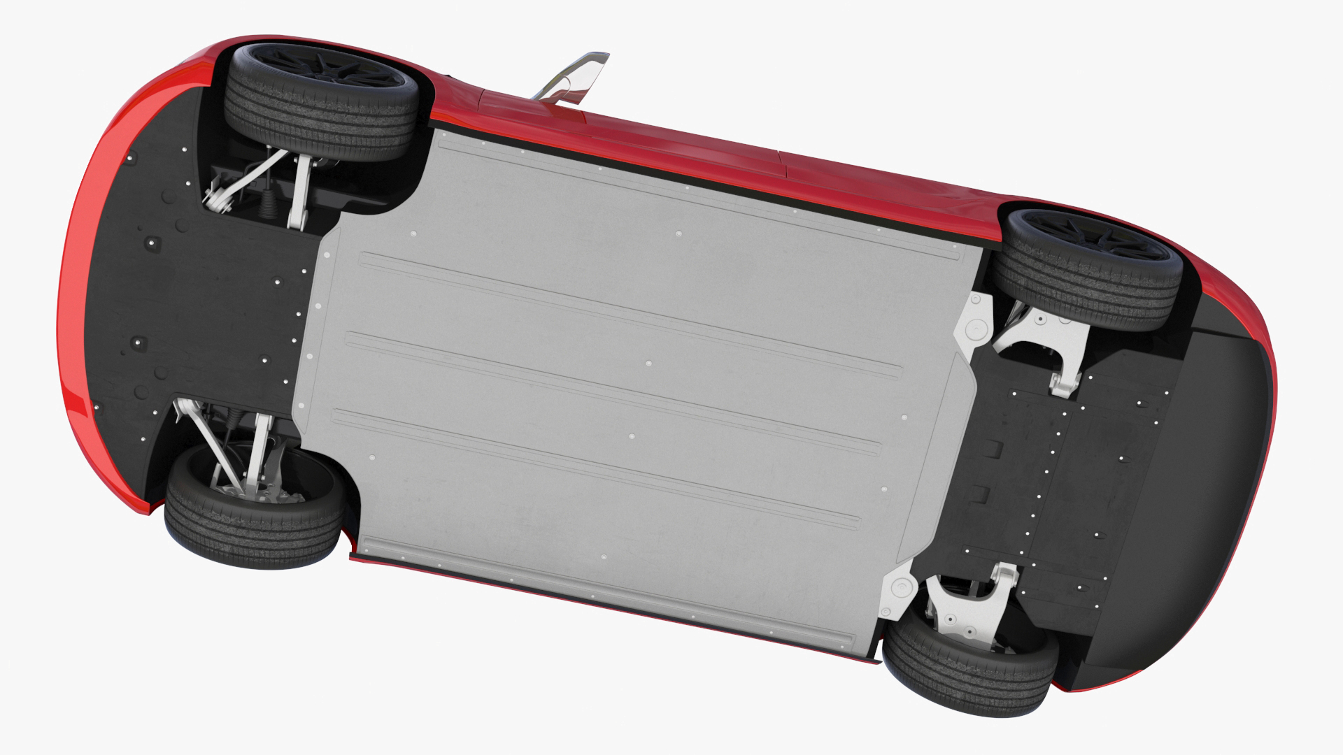 3D Tesla with Thule Car Roofbox on Roof Rack Rigged model