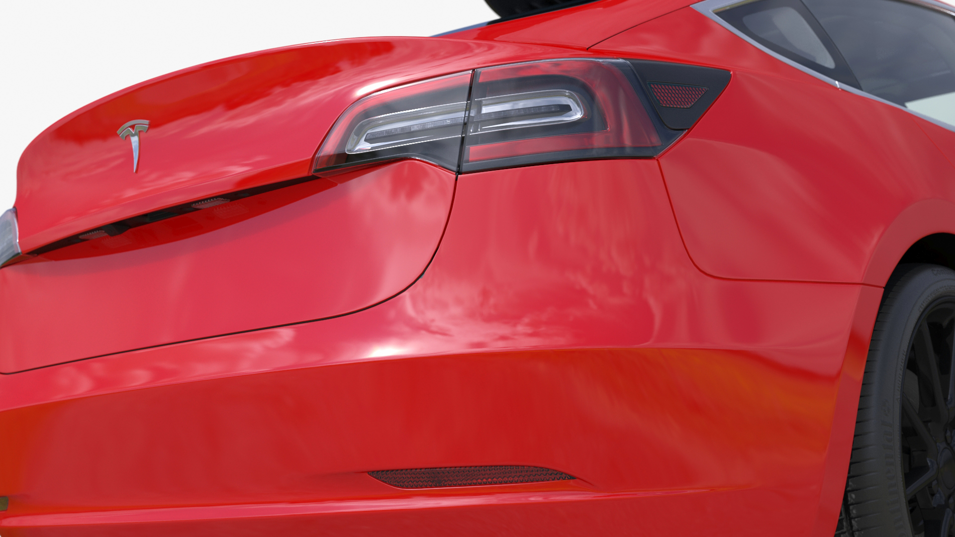 3D Tesla with Thule Car Roofbox on Roof Rack Rigged model