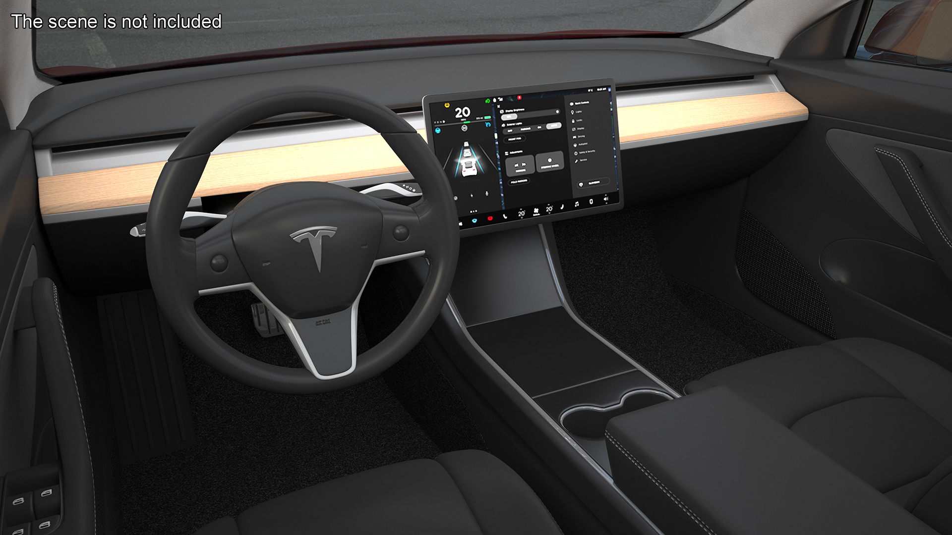 3D Tesla with Thule Car Roofbox on Roof Rack Rigged model